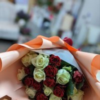 25 red and white roses - Svalyava