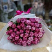 Акция! 51 ярко-розовая роза 40 см - Венус