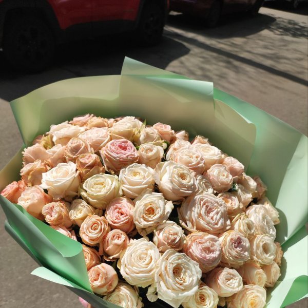 Акція! 51 рожева троянда 40 см - Городок lviv.ua