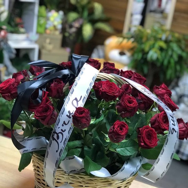 Funeral basket of roses - Bremerton