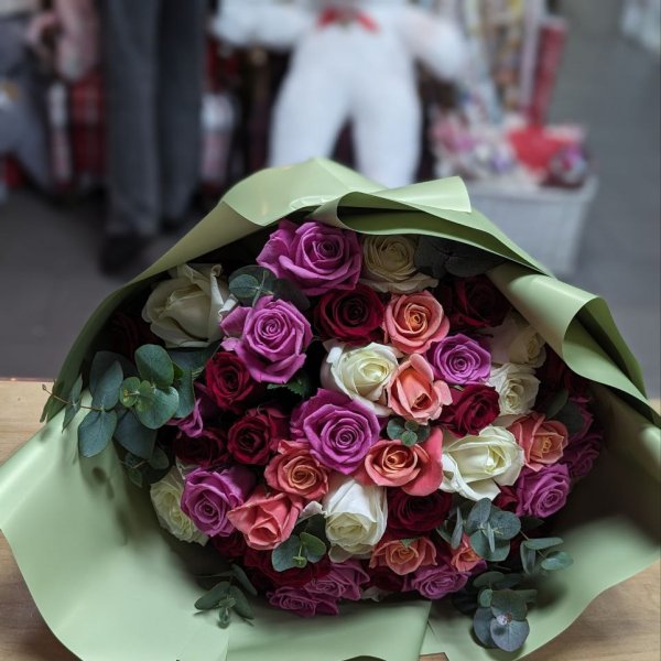 51 multi-colored roses - Kiev - Goloseevskiy district