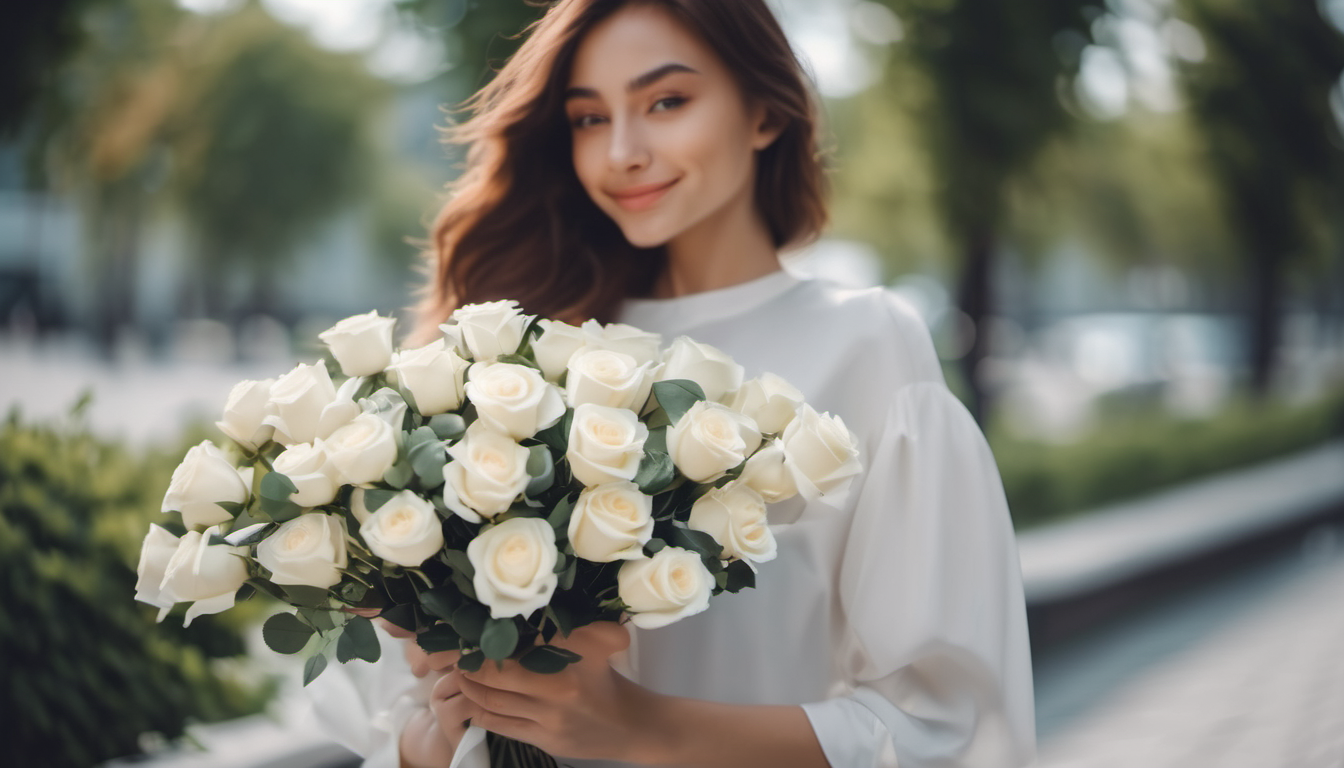 Букет белых роз на день рождения Вахау