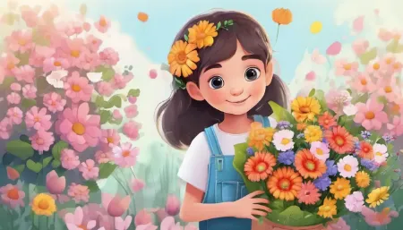 Девушка с букетомм цветов
