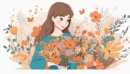 Девушка с букетом полевых цветов