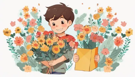 Мальчик со свежими цветами