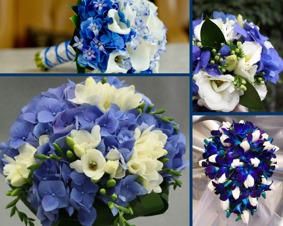 Синие и голубые букеты невесты