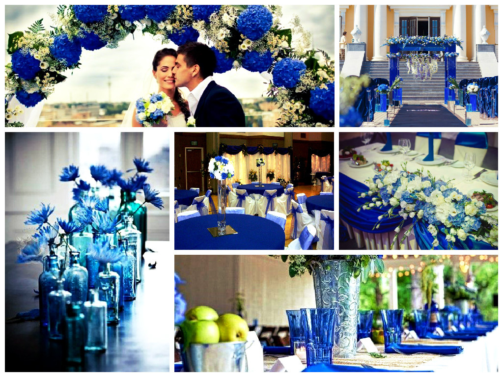 Оформление свадебного стола в синем цвете - 57 фото